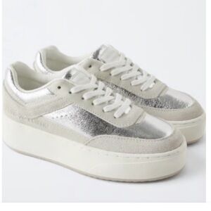 Zara Silver and White Women's/ big girls Sneakers